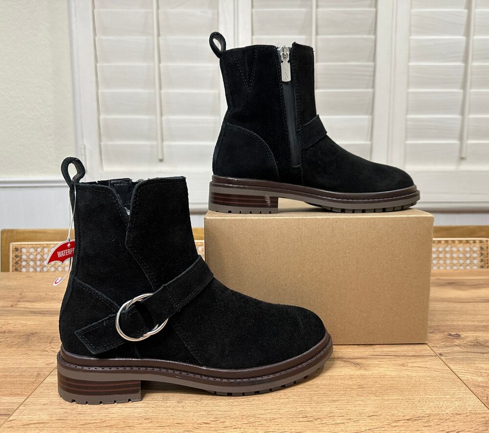 Blondo Rorie Ankle Booties Black Suede Lug Sole Size 6.5 NWT Waterproof